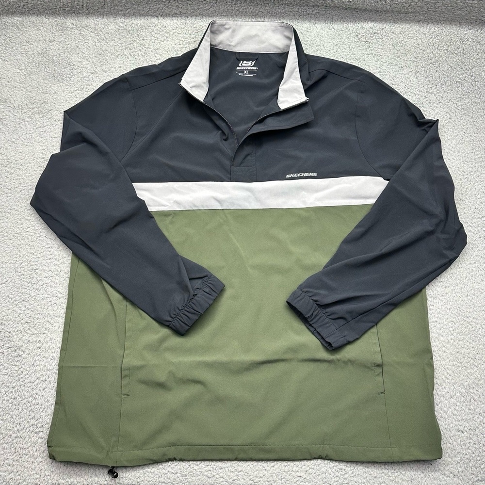 Skechers USA Footwear MJA49C Mens XL 1/4 zip pullover Jacket Green/Black MKI